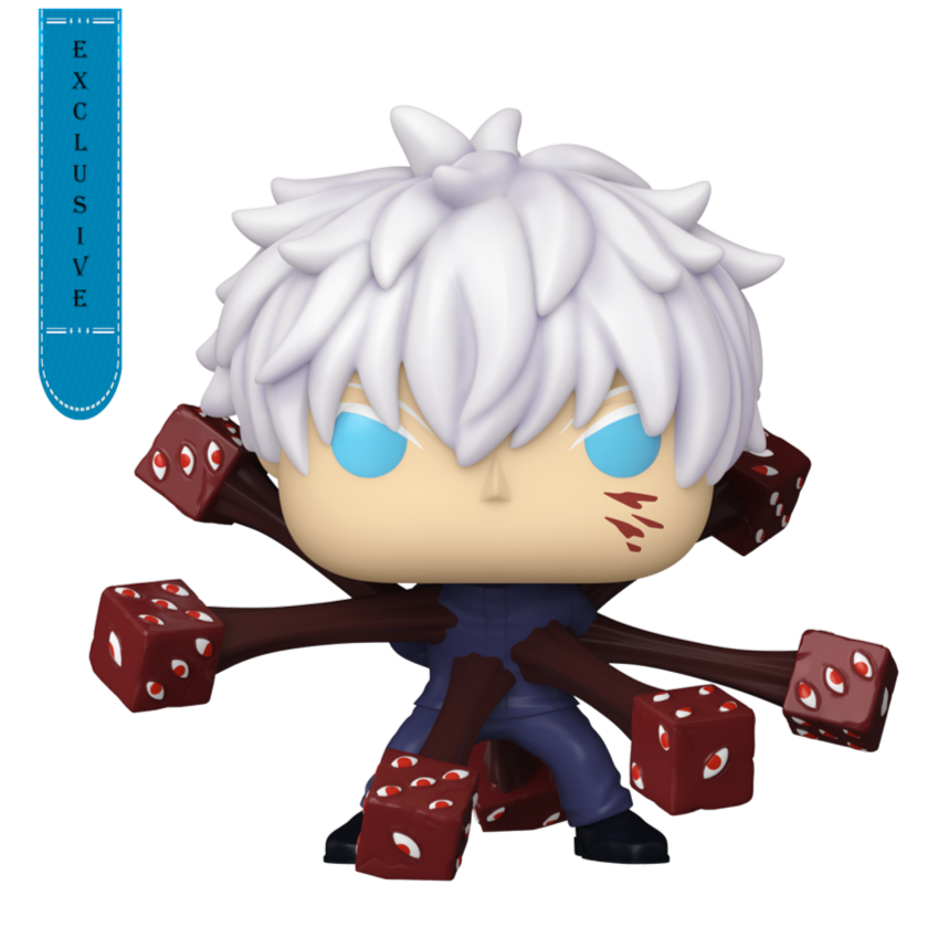 Funko Pop! vinyl figure with cubes, white hair, and blue eyes on a white background.