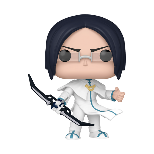 Funko Pop! vinyl figure of a character with dark hair and white outfit holding a sword on a white background