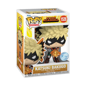 Funko Pop! vinyl figure packaging of Katsuki Bakugo from My Hero Academia on a white background