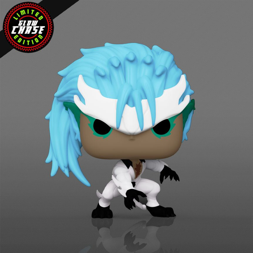 Funko Pop! vinyl figure with blue hair and white outfit on a gray background