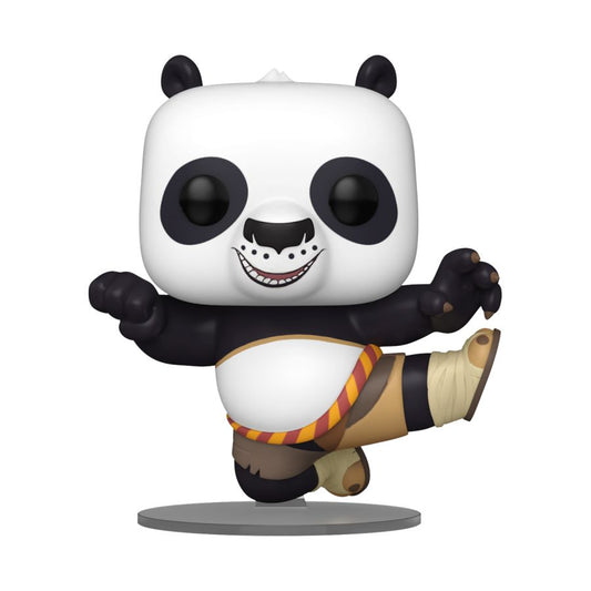 Panda figurine with a dynamic pose on a white background