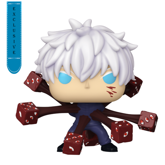 Funko Pop! vinyl figure with cubes, white hair, and blue eyes on a white background.