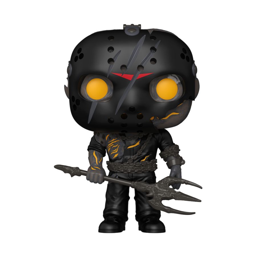 Funko Pop! vinyl figure with a black helmet and yellow eyes on a white background
