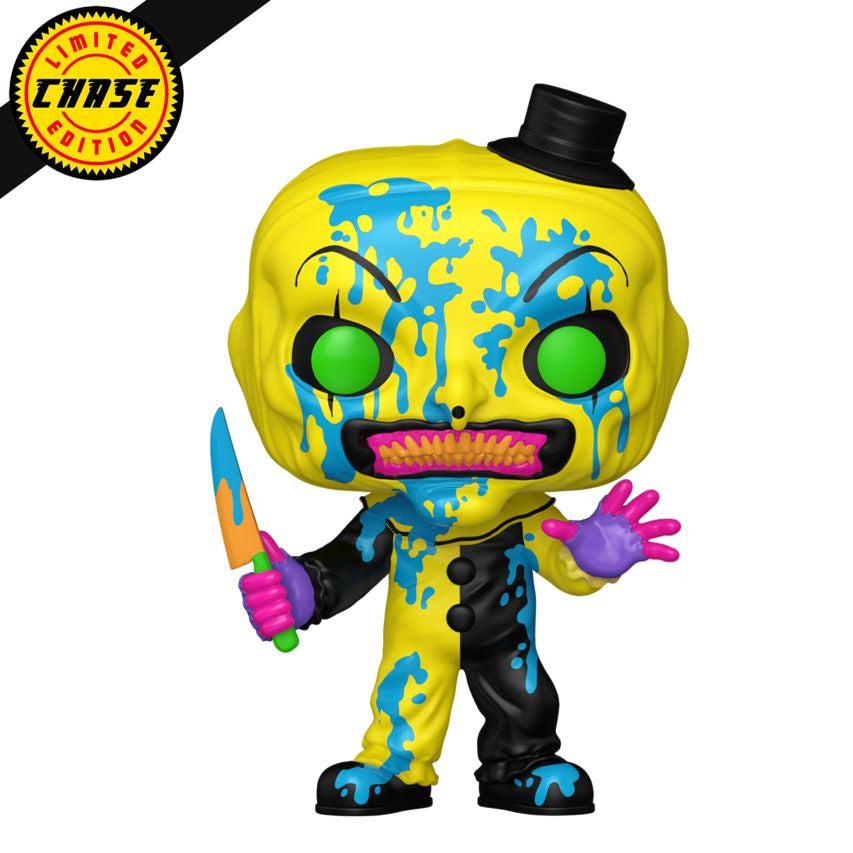 Colorful toy figure with a top hat and knife, limited edition label visible