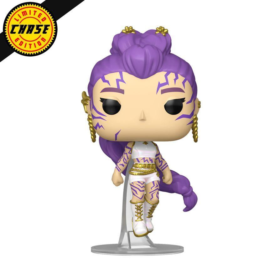 Funko Pop! vinyl figure with purple hair and limited edition label on a white background