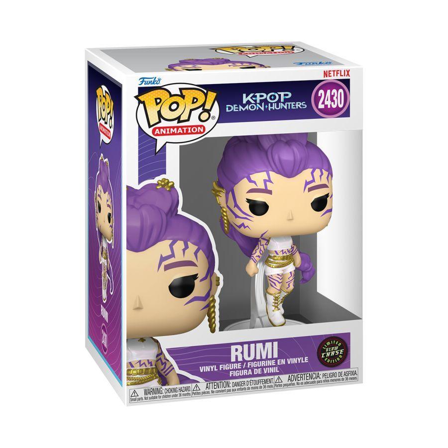 Funko Pop! vinyl figure of Rumi from K-POP Demon Hunters in its packaging with Netflix branding.