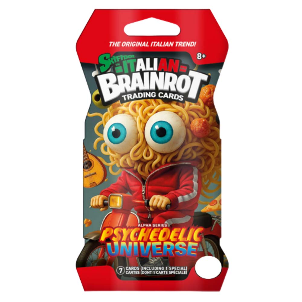 Packaged toy with a colorful design on a white background
