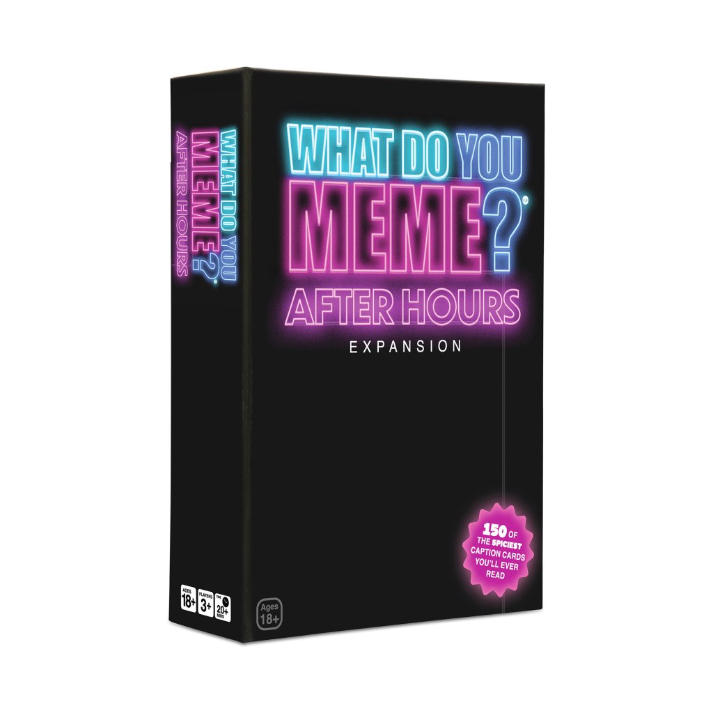 Black box of 'What Do You Meme? After Hours' expansion with colorful text on a white background