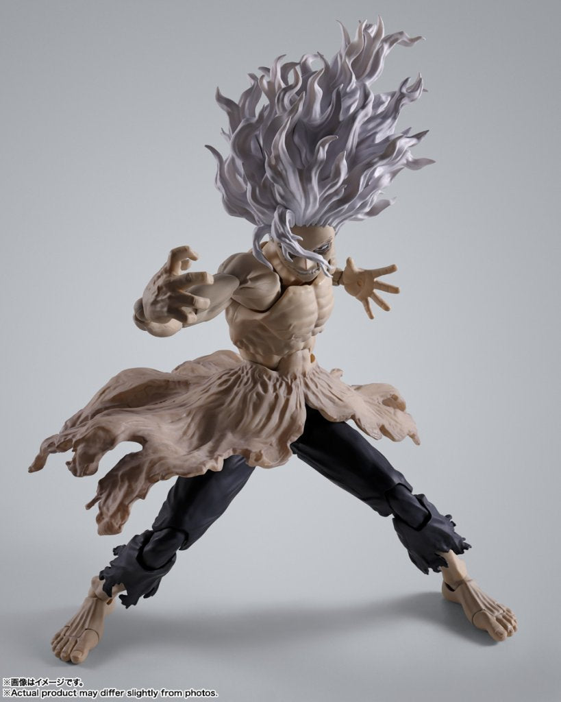 Action figure with flowing hair and dynamic pose on a gray background